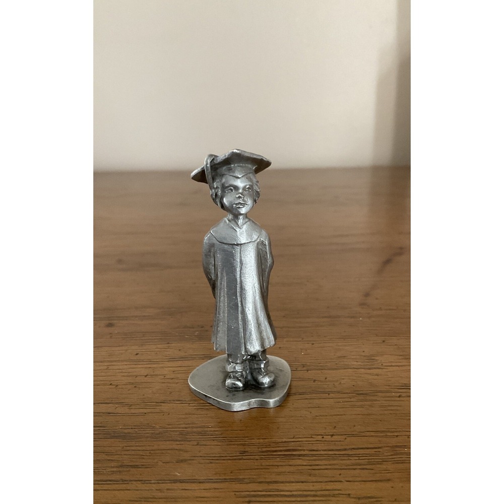 Rawcliffe Pewter Figurine Graduation Statue Boy Graduate Vtg 80's